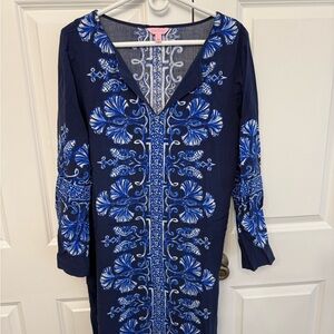 Elegant Blue Floral Dress